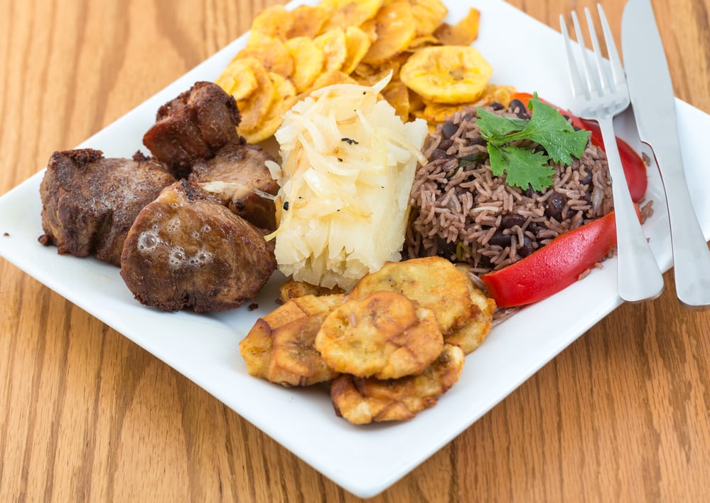 Things to Do In Puerto Rico.  Deep fried pork, yukka or cassava plus congri rice all with salty green plantain fries